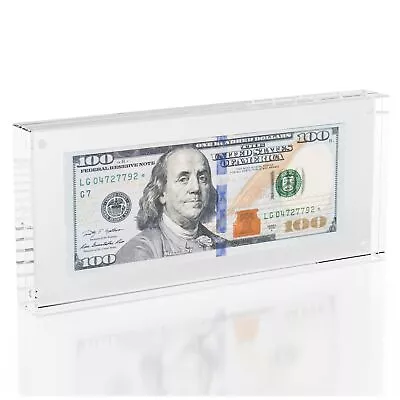 Acrylic Currency Holder Self Standing Dollar Bill Frame For Collectors Ticket • $21.18