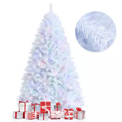 Costway 8ft Iridescent Tinsel Artificial Christmas Tree With Metal Stand Home • $119.99