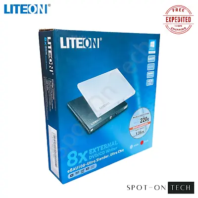 LITE-ON 8x External DVD/CD Writer Drive Black EBAU108 Ultra Slender M-Disc 2022 • $38.99