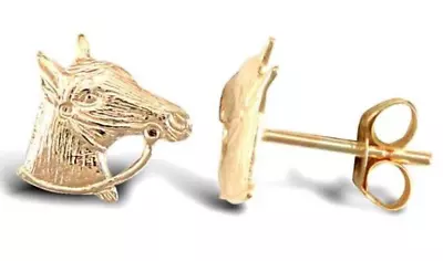 9ct Gold Horse Earrings Horse Stud Earrings Butterfly Fastener Solid 9ct Gold • £35