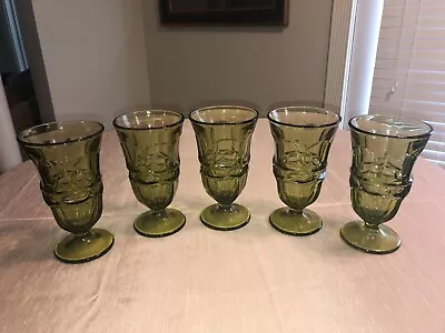 Vintage Set Of 5 Fostoria Argus Green 6 5/8  Iced Tea/water Goblets/glasses Hfm • $24.99