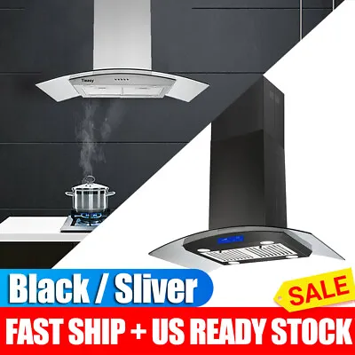 36  Island Range Hood Stainless Steel 900CFM Kitchen Vent Black/Sliver LEDs New • $285.99