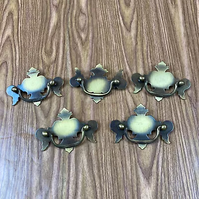 Antique Batwing Brass Drawer Pulls 3  Wide 2  Center To Center - Set Of 5 • $19.99