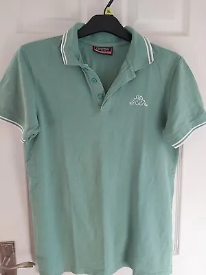 Men's Retro Kappa Short Sleeve Polo Shirt T-Shirt Mint Green Size M VGC • £12.99