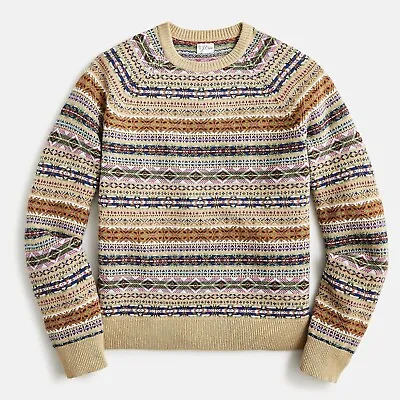 NWT J Crew 100% Wool Fair Isle Sweater In Heather Sand • $119.99