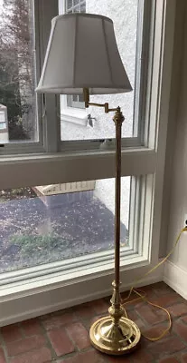 Heavy Vintage Brass Swing Arm Swivel Floor Lamp 58” Tall • $200