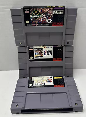 SNES Sports Game Lot NCAA Football NBA Live 95 World Cup USA 94 • $15.48