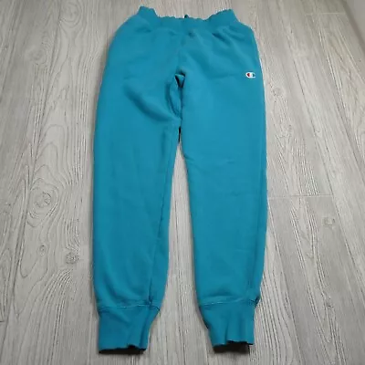 VINTAGE Champion Joggers Adult Medium Reverse Weave Teal Sweatpants Mens • $32.77