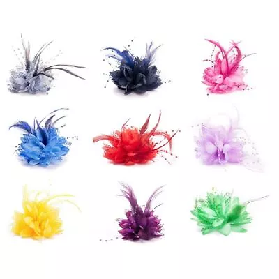 Hairpin Headdress Wedding Hair Accessories Feathers Hair Clip Wrist Flower • $6.80
