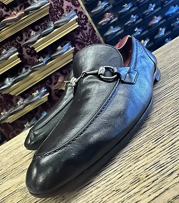 $880 Mens Black Leather Gucci Horse Bit Loafers Sz 10 G / 11 D US Made In ITALY • $449