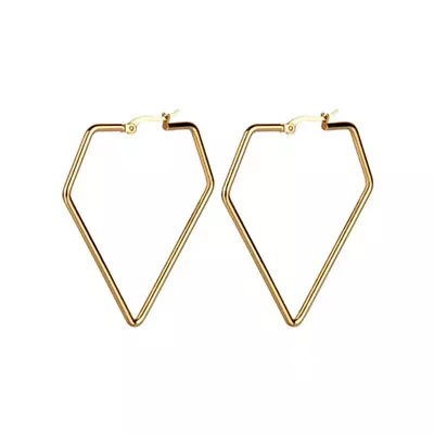 $7.99 • Buy Women Lover Style 316L Stainless Steel Geometric Dangle Heart Hoop Earrings 2pcs