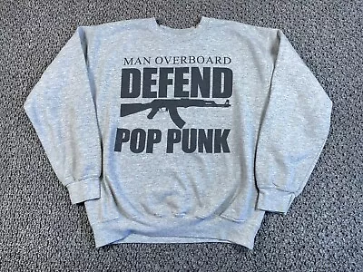 Man Overboard Defend Pop Music Graphic Sweatshirt Adult Medium Gray Punk • $25