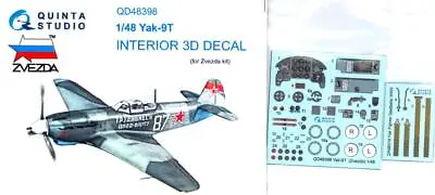 Quinta Studios 1/48 YAKOVLEV Yak-9T 3D DECAL COLORED INTERIOR SET Zvezda • $14.99