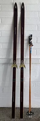 ASNES TUR-LANGRENN Hickory Cross Country Skis 195 Cm Troll Bindings Eiger Poles • $210