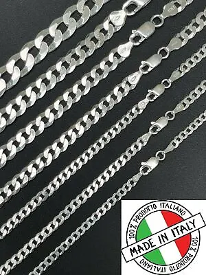 REAL Solid 925 Silver Flat Miami Curb Cuban Link Chain Necklace 3-11mm 16-30  • $255.13