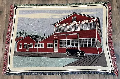 Vintage 1992 Boeing Airplane Company Tapestry Throw Blanket Cotton Traditions • $59.99