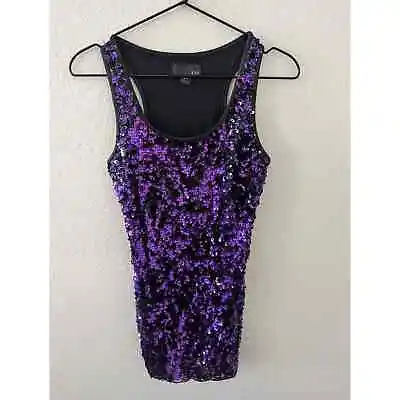 Vintage Y2K XXI Womens Sz S Mini Dress Purple Full Sequin Front • $16.56