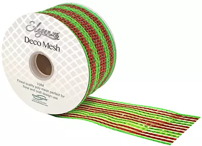 Deco Mesh Metallic Stripe Ribbon Roll 63mm X 10m Red Green Gold Colour Choice • £7.68