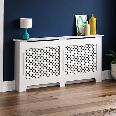 SALE Radiator Cover Extra Large MDF Modern Cabinet Shelf Guard Furniture White  • £50.41