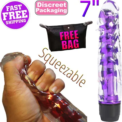 7  G-Spot JELLY Vibrator Bullet Dildo Vibe SQUEEZABLE Personal Massager Sex Toy • $24.95