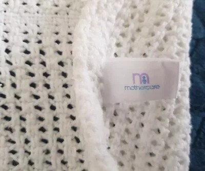 Mothercare White Vintage Pram Blanket Cellular Made In GB 70x80 Cotton 2094661 • £20