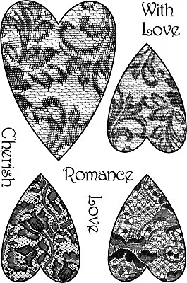 Lace Hearts - Woodware Clear Singles Stamp - 8 Stamps - ADS108 • £6.50