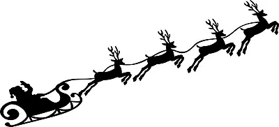 Christmas Santa Sleigh And Reindeer Wall Art Vinyl Decal Sticker • £12.49