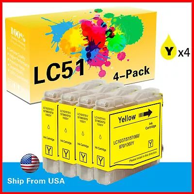 (4PKYellow) LC-51 LC51 Ink Cartridge For DCP-130C 135C MFC-240C Printer • $9.99