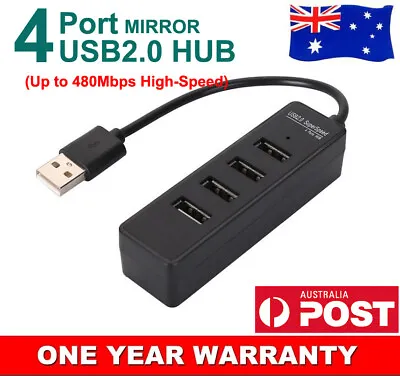 $8.03 • Buy 4 Port USB 2.0 HUB Compact & Slim For PC Laptop Mac 500mA High Speed 480Mbps AU
