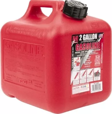 Made In USA 2 Gal High Density Polyethylene Spill-Proof CARB Gas Can 9-3/4  H... • $24.99