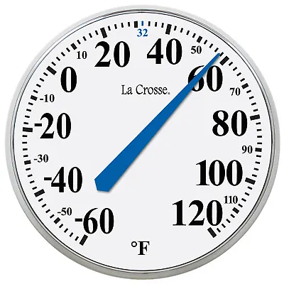 104-114 La Crosse 13.5  Indoor/Outdoor Dial Thermometer With Key Hider - White • $19.95