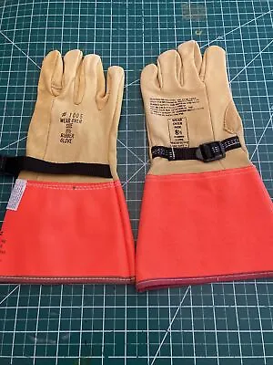 New Power Master Lineman Standard High Voltage Leather Protector Gloves Size 8.5 • $12