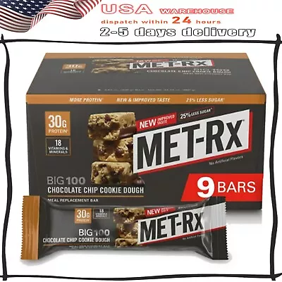 Big 100 High Protein Meal Replacement Bar Chocolate Chip Cookie Dough 9 Count • $32.99