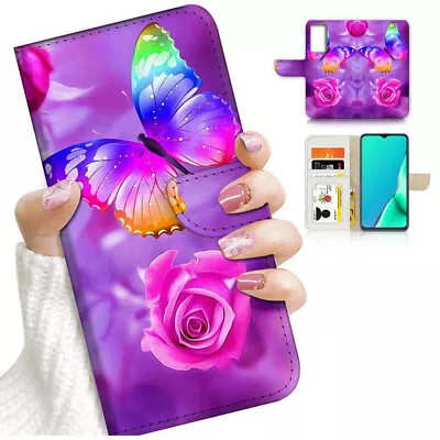 ( For Oppo A57 / A57S ) Wallet Flip Case Cover AJ24541 Butterfly Flower • $13.99