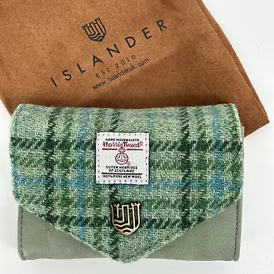 Harris Tweed® Islander Mint Tartan Green Wool/Suede Ladies Small Clasp Purse NWT • $44.70