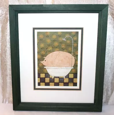 Warren Kimble  Hog Wash  Pig In Bath Tub Framed Print Signed Primitive Bathtub • $27.99