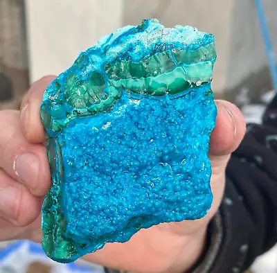 167G Natural Chrysocolla/Malachite Transparent Cluster Rough Mineral Sample. • $12.50