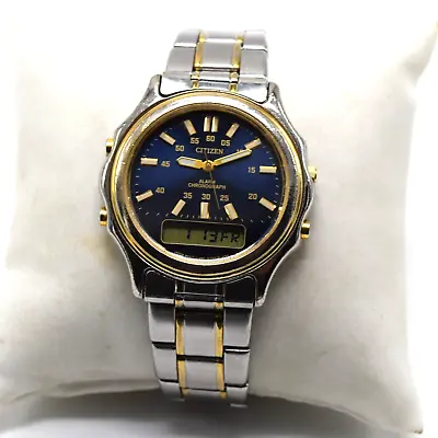 Vintage Citizen C480-S27247 Alarm Chronograph Analog-Digital Men’s Wristwatch • $45