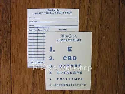 1950's Ideal MISS CURITY Doll Eye Chart And Nurses Record (Reproduction) • $4.99