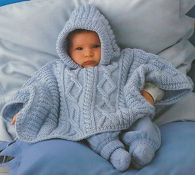 Baby Poncho Knitting Pattern Aran 3-18months 509 • £2.09