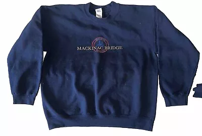 Vintage Up North Mackinac Bridge Michigan Sweatshirt Gilden Heavy Blend Adult L • $22.50