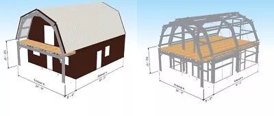 Steel Framed 2 Story Gambrel Barndominium Cabin Kit Covered Porch Made In The US • $37824