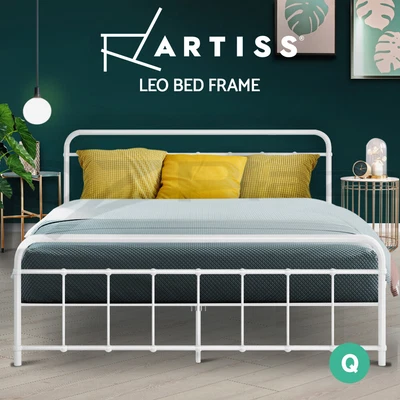 $167.95 • Buy Artiss Metal Bed Frame Queen Size Platform Foundation Mattress Base Leo White