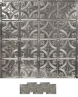 [5 Pack Kit 24 X 24 100% Tin Nail-Up Ceiling Tiles | Pattern #3 Stainless Unfi • $77.13