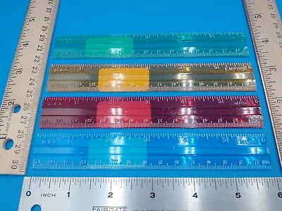 Lot Of 4 Vtg Pedigree Empire Berol Corp 6  Semi-transparent Colored Rulers #Z731 • $8