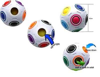 Fidget Ball Intelligence Rainbow Magic Cube 3D Puzzle Football Design NEW • £6.99