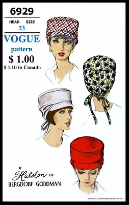 Vogue 6929 Visor Brimmed Hat Fabric Sewing Pattern Chemo Cancer Alopecia  • $5.49