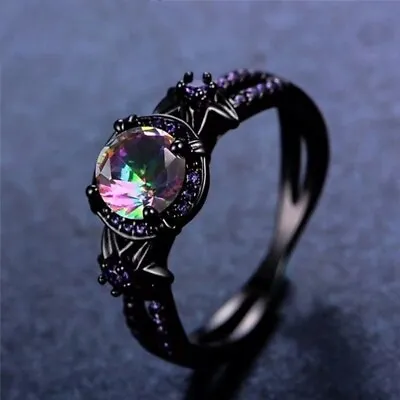 Gorgeous Mystic Topaz Silver Ring Wedding Women Rings Jewelry Gifts Size 6-10 • $2.35