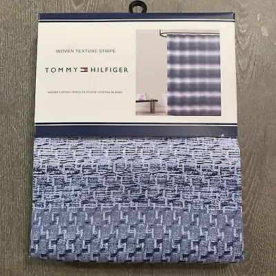 $33.99 • Buy Tommy Hilfiger Shower Curtain 72x72 Woven Texture Stripe White, Navy, Blue