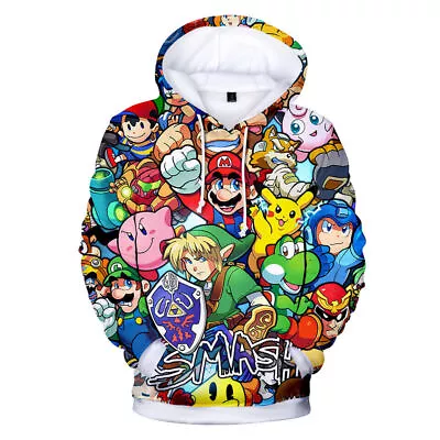 Super Mario Bros Hoodie Pullover 3D Print Sweatshirt Hooded Sweater Jacket Coat • $24.99